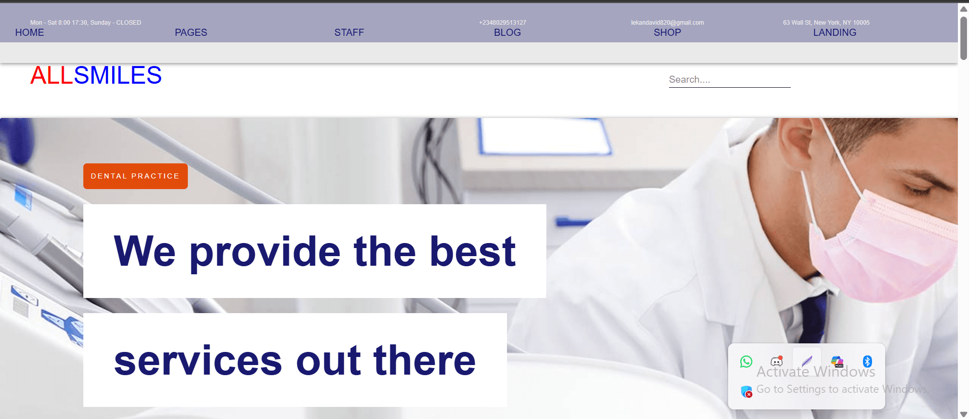 CareClinic landing page preview